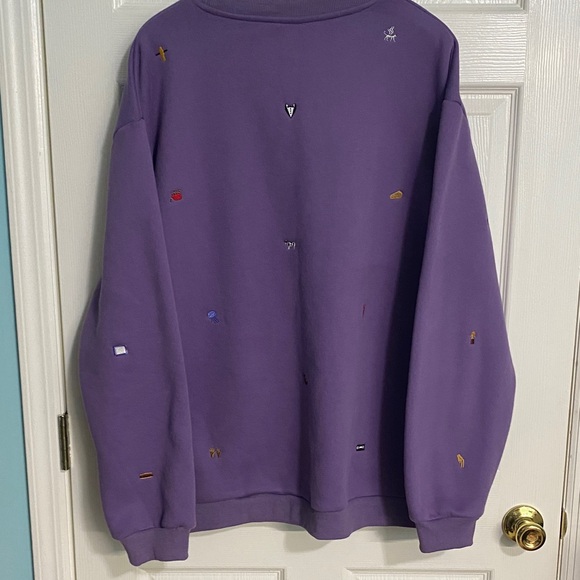 Purple Heavy Weight Crewneck Sweatshirt with Friends Charms Embroidered 2XL - Picture 13 of 16